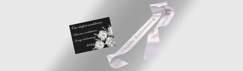 Ribbons and condolence cards